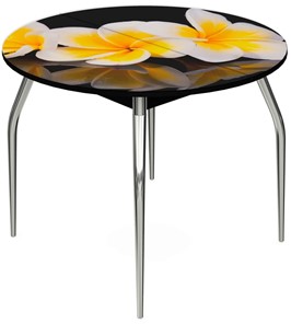 Кухонный стол раздвижной Ривьера - Круг, ноги метал. крашеные №24, ФП (Цветы №11) в Норильске