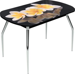 Кухонный стол раздвижной Ривьера исп.1 ноги метал. крашеные №24 Фотопечать (Цветы №11) в Норильске