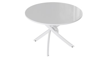 Кухонный круглый стол Diamond тип 2 (Белый муар/Белый глянец) в Норильске