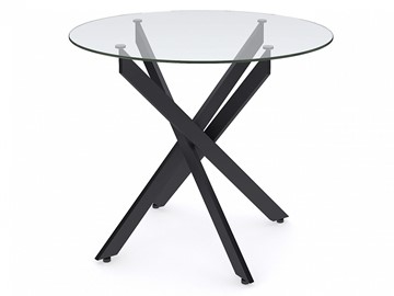 Обеденный круглый стол Dikline R900 стекло/ножки черный металл в Норильске