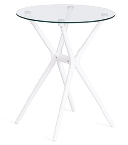 Кухонный обеденный стол PARNAVAZ (mod. 29) пластик/стекло, 60х60х70,5 прозрачный/белый арт.19697 в Норильске