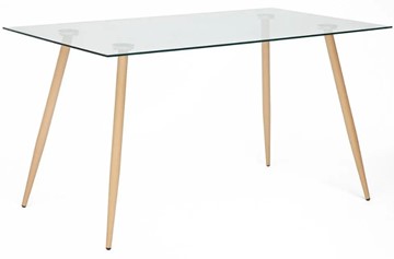 Стеклянный стол SOPHIA (mod. 5003) металл/стекло (8мм), 140x80x75, бук/прозрачный арт.12098 в Красноярске