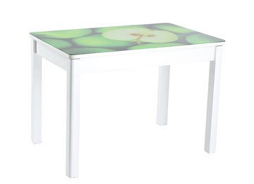 Кухонный раскладной стол Айсберг-02 СТФ, белое лдсп/зеленые яблоки/40 прямые массив белые в Норильске