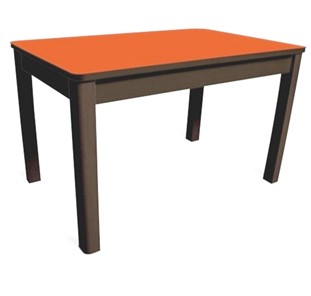 Кухонный обеденный стол Айсберг-06 СТ1, венге ЛДСП/стекло оранжевое/42 прямые массив венге в Красноярске