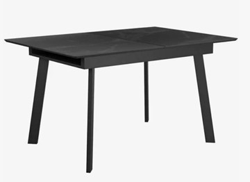 Стеклянный обеденный стол раздвижной  DikLine SFH125 стекло Оптивайт Черный мрамор/подстолье черное в Норильске