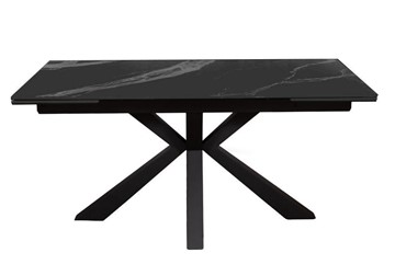 Стол обеденный раздвижной раздвижной DikLine SFE160 Керамика Черный мрамор/подстолье черное/опоры черные (2 уп.) в Норильске