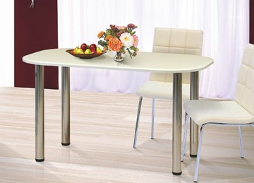 Овальный стол на кухню 1300х700 на металлических опорах в Норильске