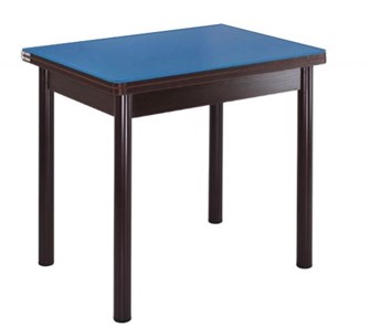 Кухонный пристенный стол СПА-01 СТ2, венге ЛДСП/стекло синие/38 прямые трубки крашеные коричневый в Норильске