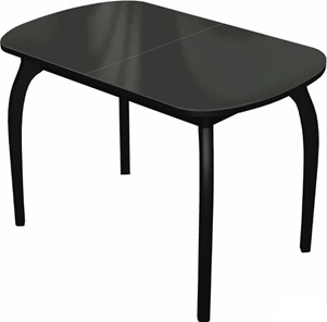 Овальный стол на кухню Ривьера исп.1 дерево №1 (стекло черное/черный) в Норильске
