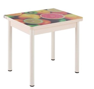 Кухонный пристенный стол СПА-02 СТФ, дуб молочный ЛДСП/стекло фрукты/36 прямые трубки крашеные белые в Норильске