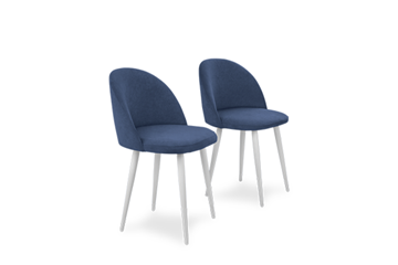 Комплект из 2-х кухонных стульев Лайт синий белые ножки в Красноярске