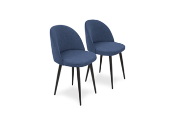 Комплект из 2-х кухонных стульев Лайт синий черные ножки в Красноярске