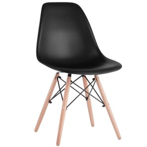 Комплект обеденных стульев 4 шт. BRABIX "Eames CF-010", пластик черный, опоры дерево/металл, 532631, 2033A в Красноярске