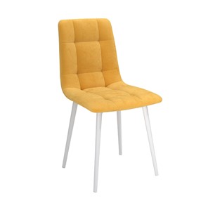 Обеденный стул Белла, велюр тенерифе куркума/Цвет металл белый в Норильске