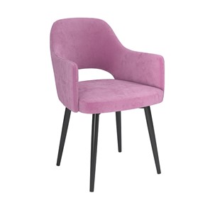 Обеденный стул Берта, велюр тенерифе розовый/Цвет металл черный в Норильске