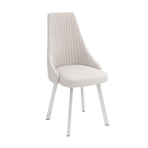 Обеденный стул Лион, велюр тенерифе крем/Цвет металл белый в Норильске