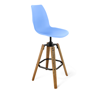 Барный стул SHT-ST29/S93 (голубой pan 278/брашированный коричневый/черный муар) в Норильске