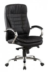 Офисное кресло J 9031-1 нат. кожа /хром, черный в Норильске