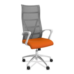 Кресло для руководителя Топ X белый каркас, сетка/ткань TW / серая/оранжевая в Норильске