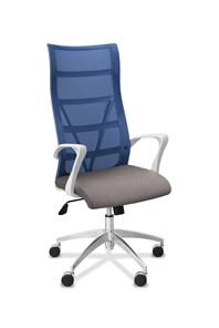 Офисное кресло Топ X белый каркас, сетка/ткань TW / синяя/серая в Норильске