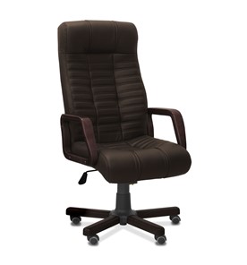 Офисное кресло Атлант W, экокожа премиум / тёмно-коричневая CN1113/ дерево - венге в Норильске