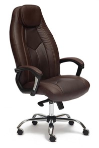 Офисное кресло BOSS Lux, кож/зам, коричневый/коричневый перфорированный, арт.9816 в Норильске