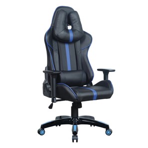 Офисное кресло BRABIX "GT Carbon GM-120", две подушки, экокожа, черное/синее, 531930 в Норильске