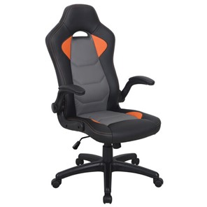 Офисное кресло BRABIX "Skill GM-005", откидные подлокотники, экокожа, черное/оранжевое, 532495 в Норильске