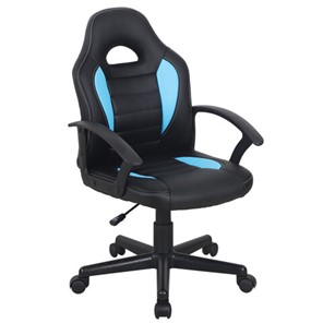 Офисное кресло BRABIX "Spark GM-201", экокожа, черное/голубое, 532505 в Норильске