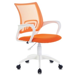 Кресло Brabix Fly MG-396W (с подлокотниками, пластик белый, сетка, оранжевое) 532401 в Норильске