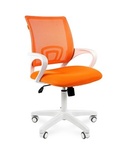 Кресло компьютерное CHAIRMAN 696 white, ткань, цвет оранжевый в Красноярске
