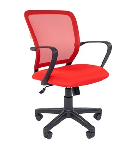 Кресло компьютерное CHAIRMAN 698 black TW-69, ткань, цвет красный в Норильске
