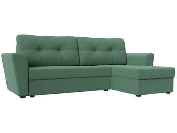 Угловой диван с оттоманкой Амстердам Лайт, Амур зеленый (рогожка) в Норильске