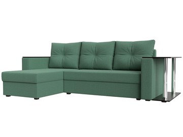 Угловой диван с оттоманкой Атланта Лайт, Амур зеленый (микровельвет) в Норильске