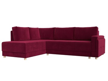 Угловой раскладной диван Лига-024, Бордовый (Микровельвет) в Норильске