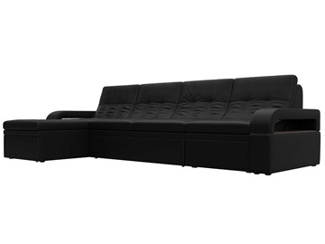 Угловой раскладной диван Лига-035 Лонг, Черный (Экокожа) в Норильске