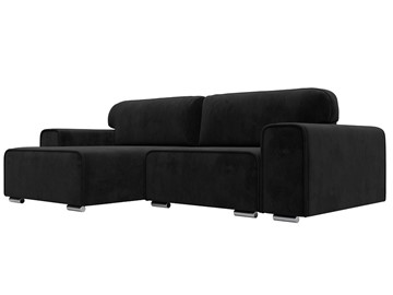 Угловой диван с оттоманкой Лига-029, Черный (Велюр) в Норильске