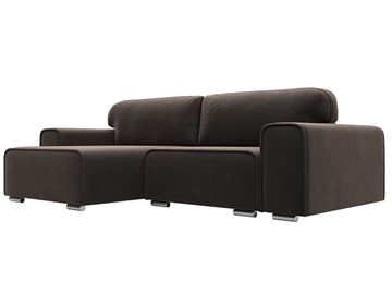 Угловой диван с оттоманкой Лига-029, Коричневый (Велюр) в Норильске