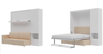 Кровать-шкаф трансформер Кровать-трансформер Smart (КД 1400+ШП), шкаф правый, левый подлокотник в Красноярске