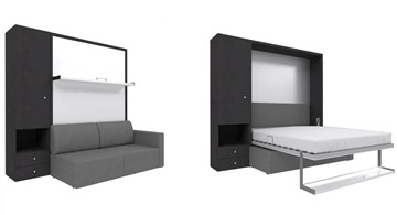 Кровать-шкаф Кровать-трансформер Smart (ШЛ+КД 1400), шкаф левый, правый подлокотник в Норильске