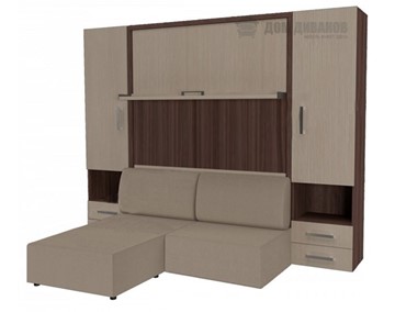 Кровать-шкаф трансформер Кровать-трансформер Smart (ШЛ+КД 1600+ШП+Пуф), 2 шкафа, без подлокотников в Норильске