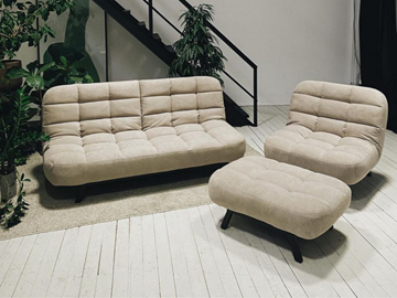 Комплект мебели Абри цвет бежевый диван + кресло +пуф пора металл в Норильске