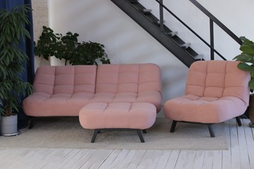 Комплект мебели Абри розовый кресло + диван + пуф опора металл в Красноярске