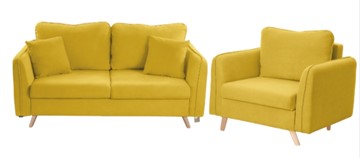 Комплект мебели Бертон желтый диван+ кресло в Красноярске