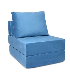Бескаркасное кресло-кровать Окта, велюр синий в Красноярске