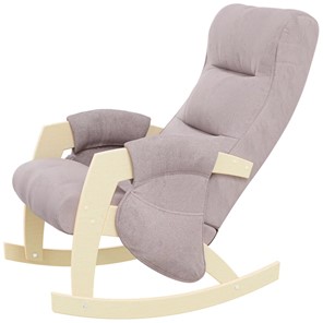 Кресло-качалка ЭЛИТ с карманами Джанни (каркас дуб, сиденье серо-розовое) в Норильске