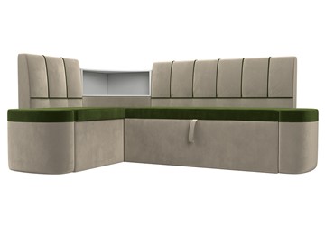 Кухонный диван Тефида, Зеленый\Бежевый (Микровельвет) в Норильске