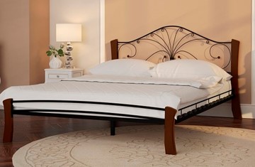 Кровать спальная Фортуна 4 Лайт, 1600, черный/махагон в Норильске