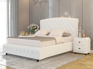 Спальная кровать Salvatore Grand 200x200, Экокожа (Белый) в Норильске