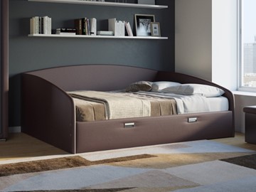 Спальная кровать Bono 160х200, Экокожа (Коричневый) в Норильске